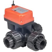 Кран электроприводный Runxin Q934013-40 (24V)PVC (трехходовой)